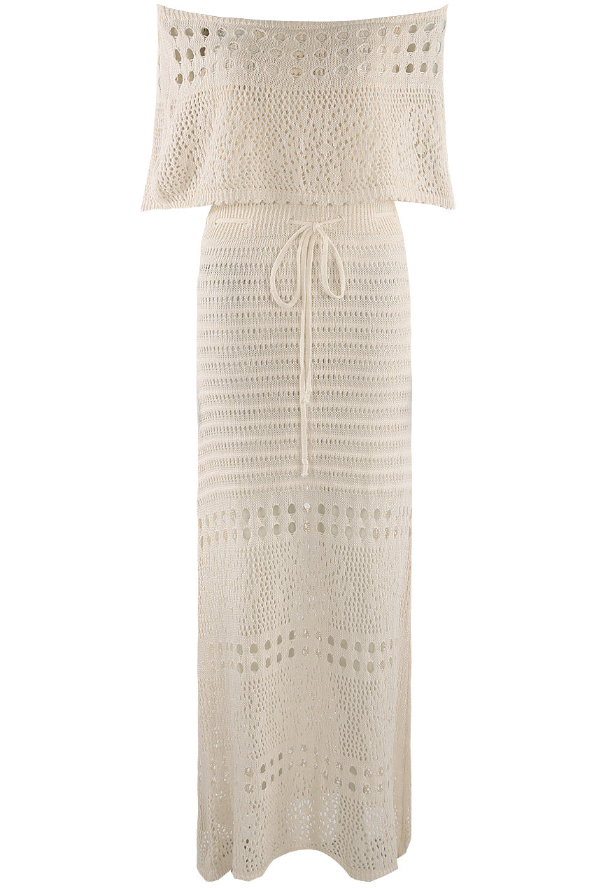 Crochet Overlay Bandeau Maxi Dress