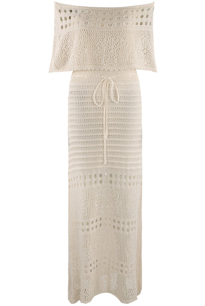 Crochet Overlay Bandeau Maxi Dress
