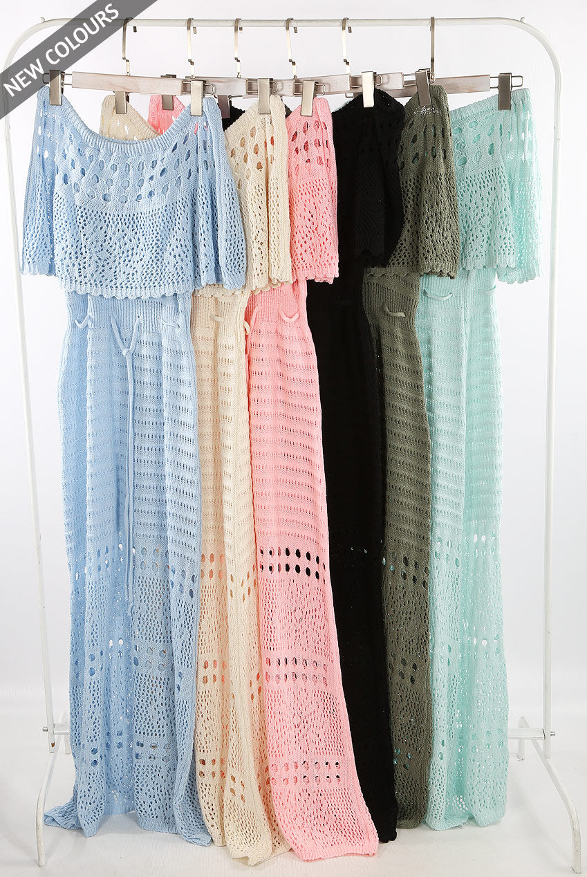 Crochet Overlay Bandeau Maxi Dress