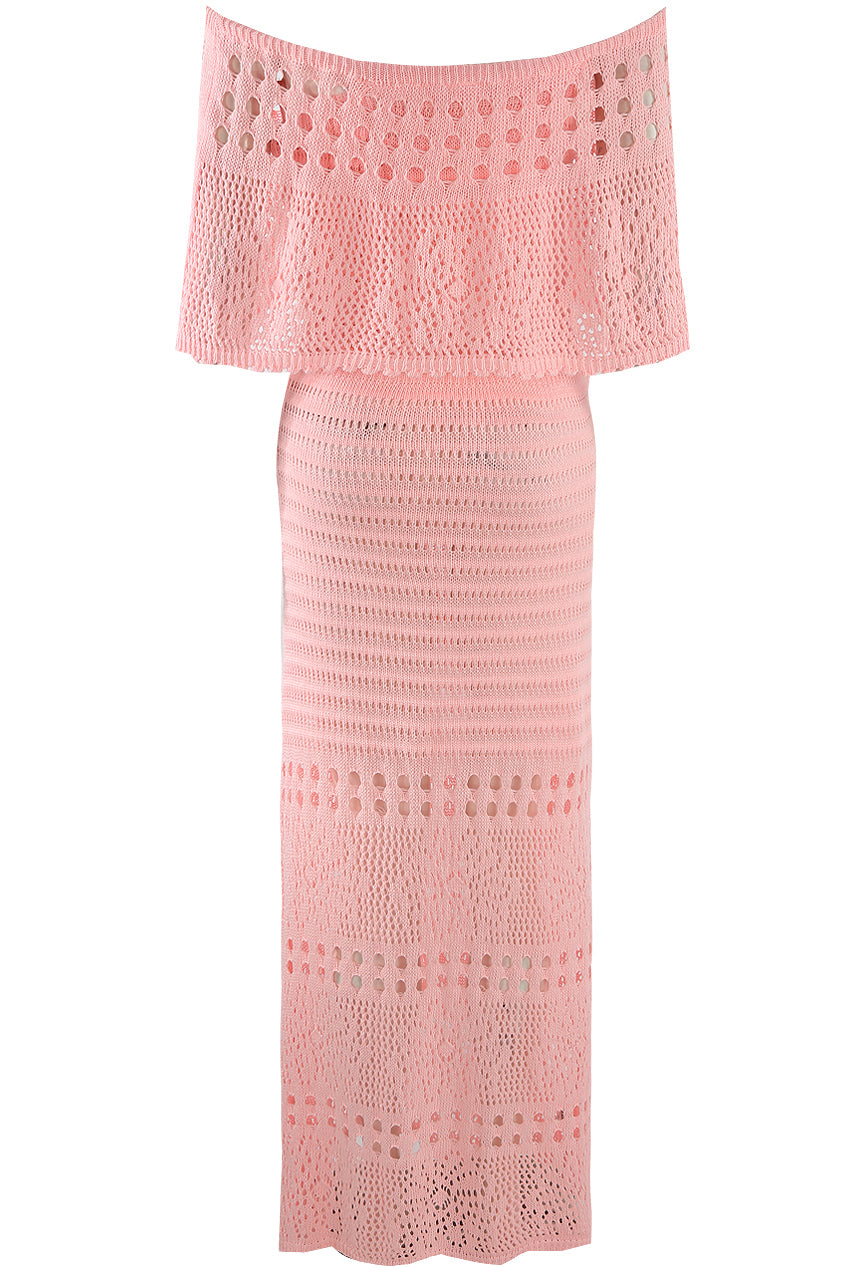 Crochet Overlay Bandeau Maxi Dress