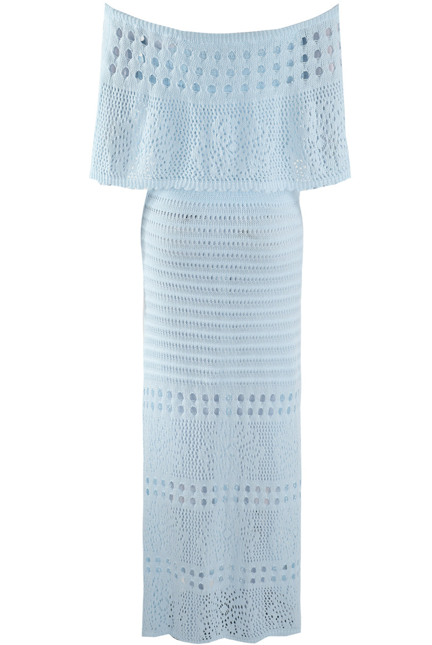 Crochet Overlay Bandeau Maxi Dress