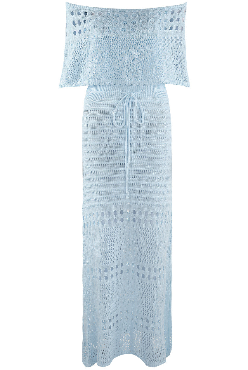 Crochet Overlay Bandeau Maxi Dress