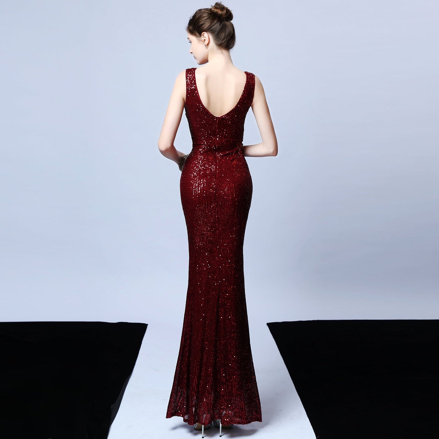 Long Sleeveless Sequin Formal Dress