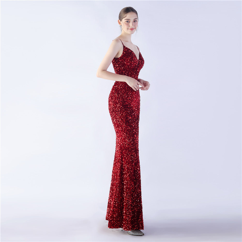 Azura Long Spaghetti Strap Evening Formal Gown