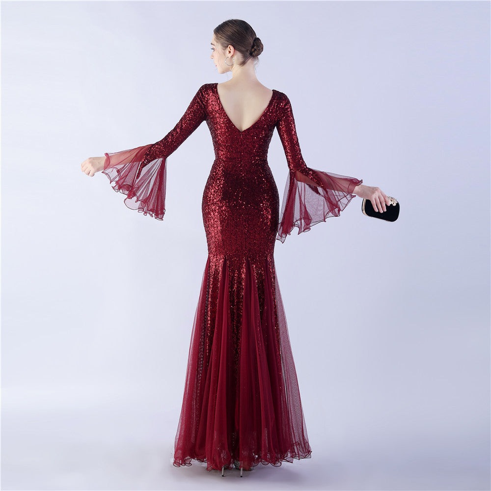 Trimmed Mesh Formal Gown