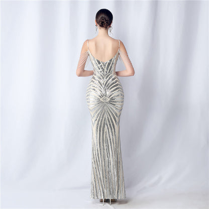 Beaded Halter Formal Dress
