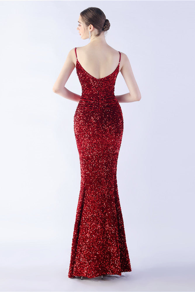 Azura Long Spaghetti Strap Evening Formal Gown