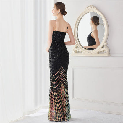 Wave Gradient Beaded Formal Dress