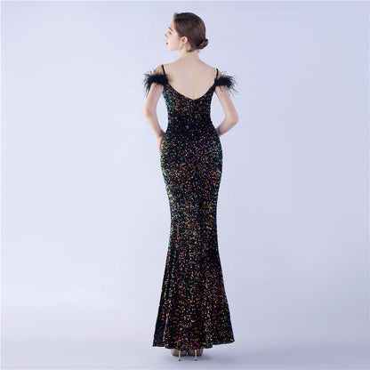Abito formale in paillettes ad alta densità di pelo di cammello 