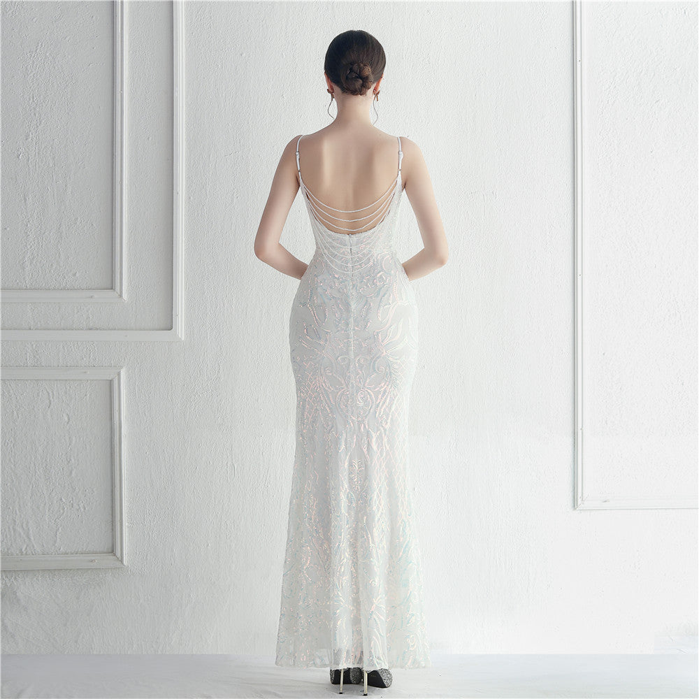 Positioned Floral Beaded Formal Dress