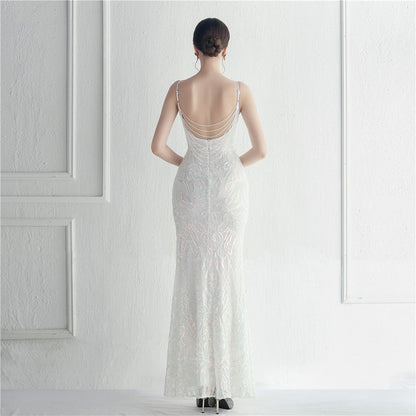 Positioned Floral Beaded Formal Dress