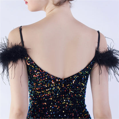 Abito formale in paillettes ad alta densità di pelo di cammello 