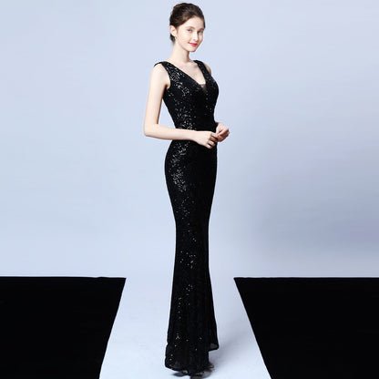 Long Sleeveless Sequin Formal Dress
