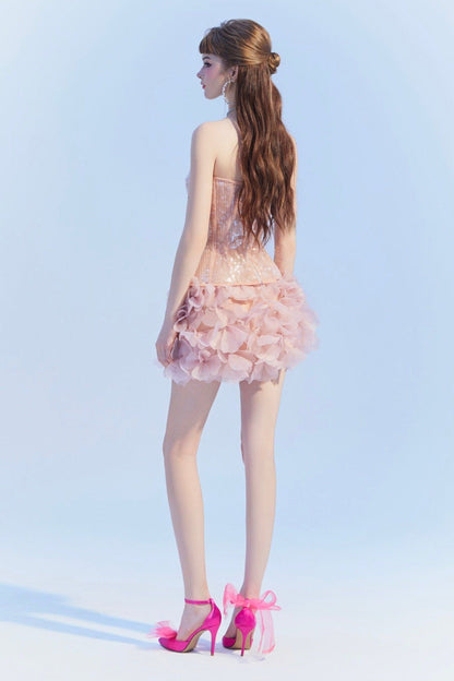 Strapless Corset Mini Dress In Pink