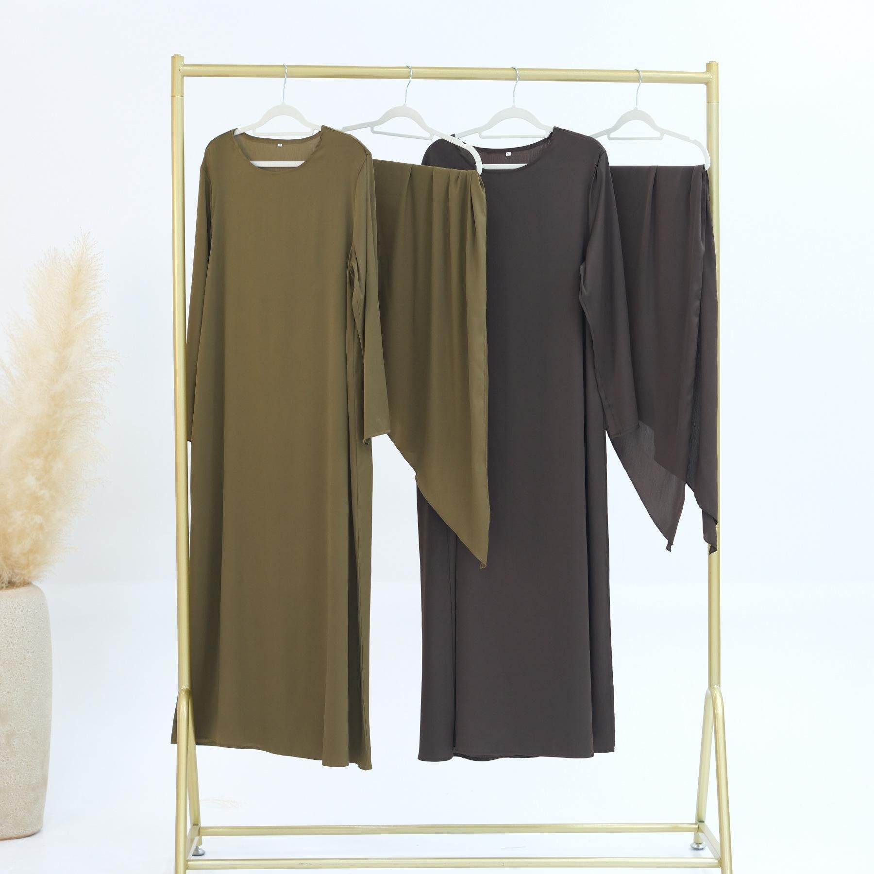 3pcs Set Satin Cardigan+Inner Dress+Special Belt