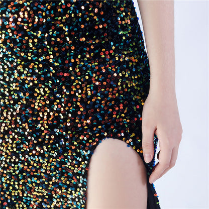 Fur One Shoulder Formal Dress