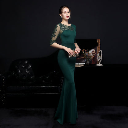 Lace Rhinestone Formal Dress