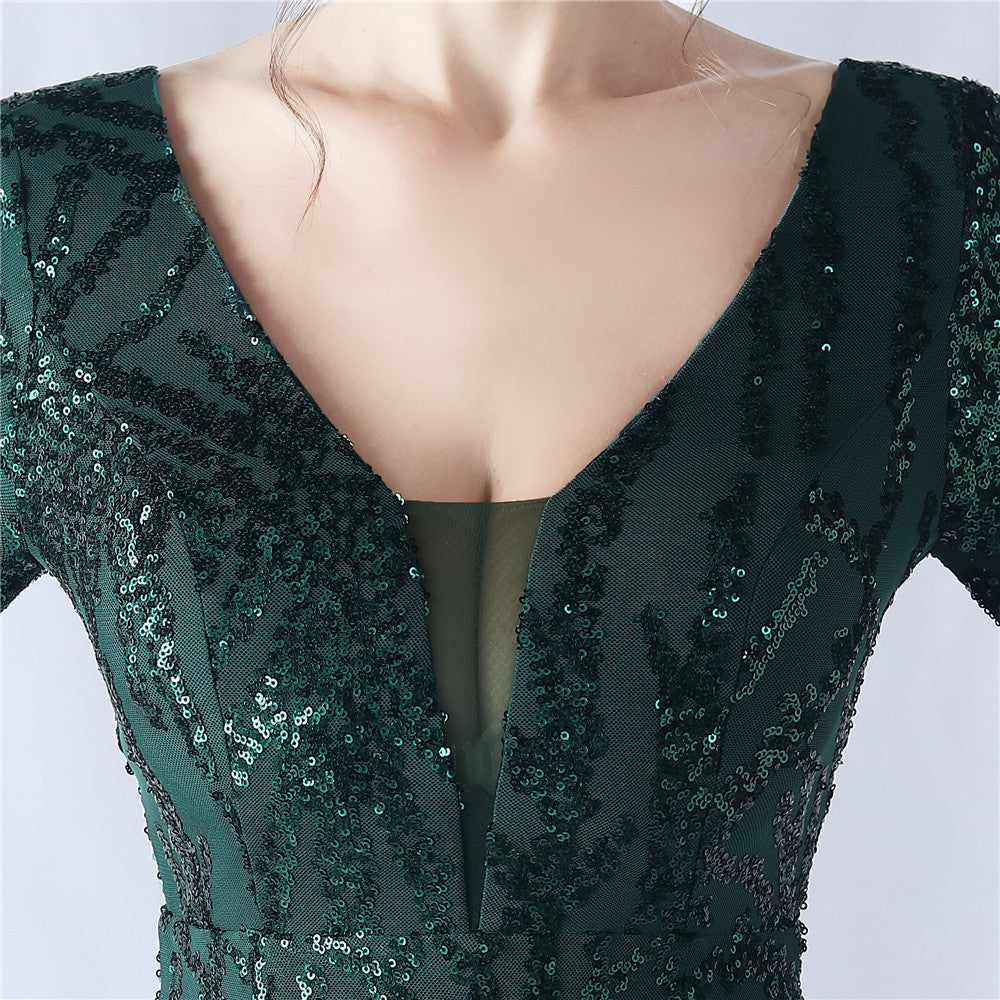 Ostrich Fur Mesh Beaded Formal Dresses