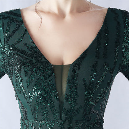 Ostrich Fur Mesh Beaded Formal Dresses