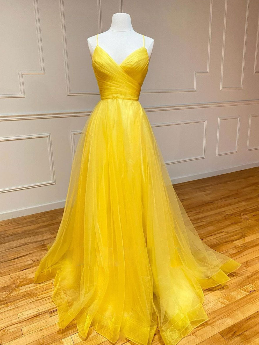 Abito lungo in tulle giallo