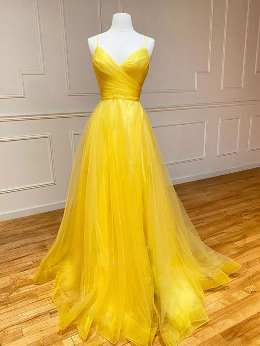 Abito lungo in tulle giallo