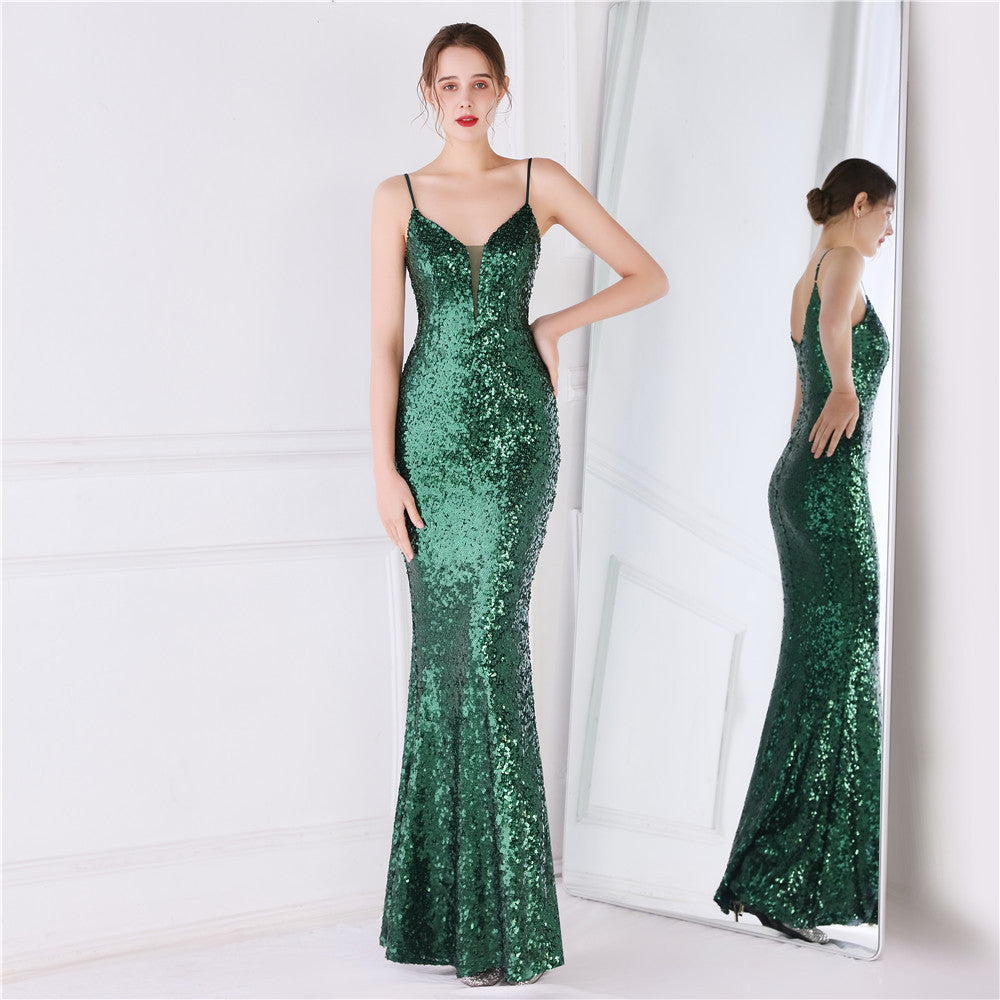 Beaded Position Flower Formal Dress