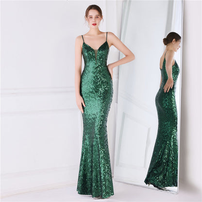 Beaded Position Flower Formal Dress
