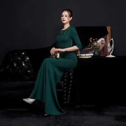 Lace Rhinestone Formal Dress