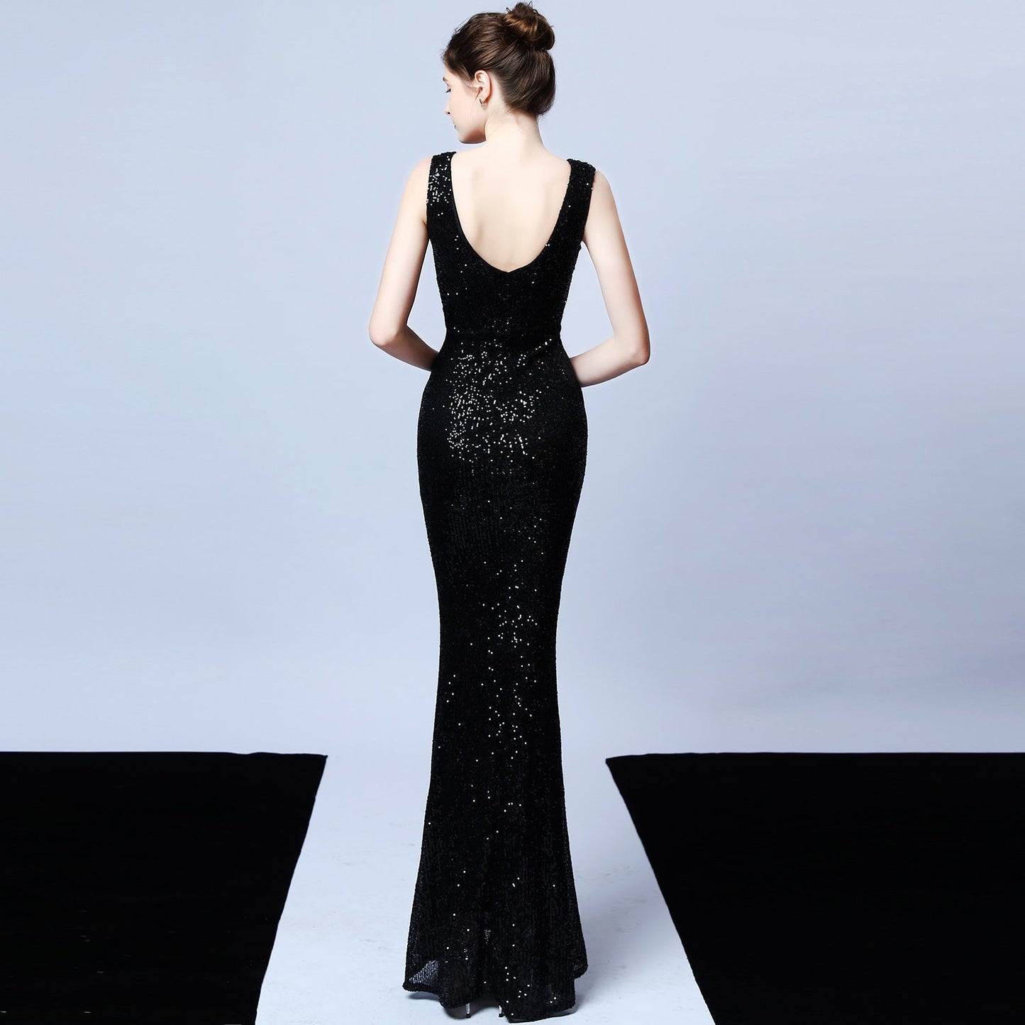 Long Sleeveless Sequin Formal Dress