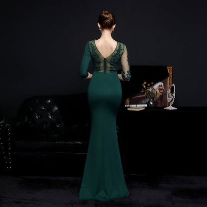 Lace Rhinestone Formal Dress