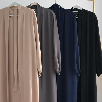 3pcs Cardigan+without  Sleeves Inner Dress+Hijab