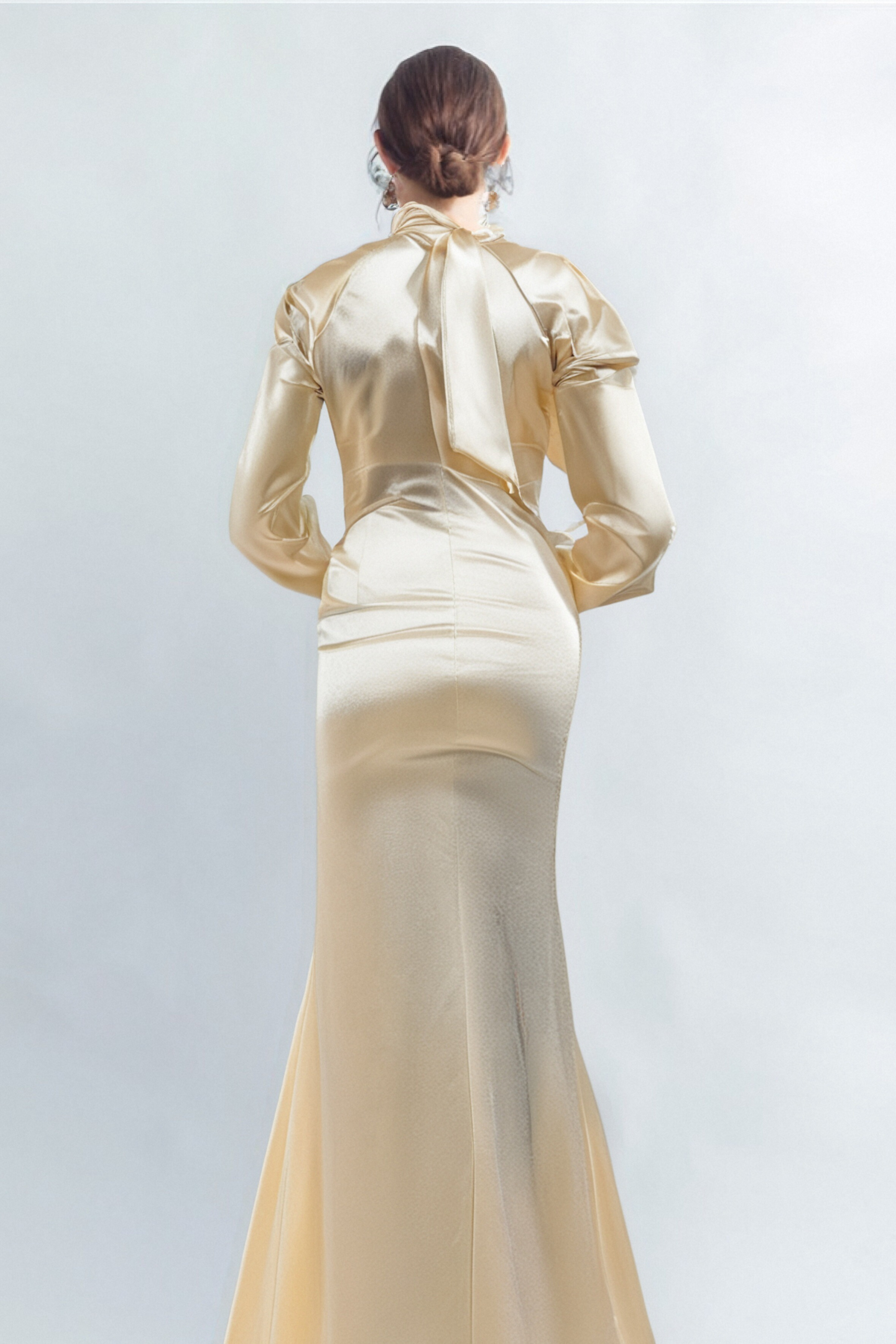 RAE CHAMPAGNE ONE-SHOULDER RUFFLE EMBELLISHED MAXI DRESS