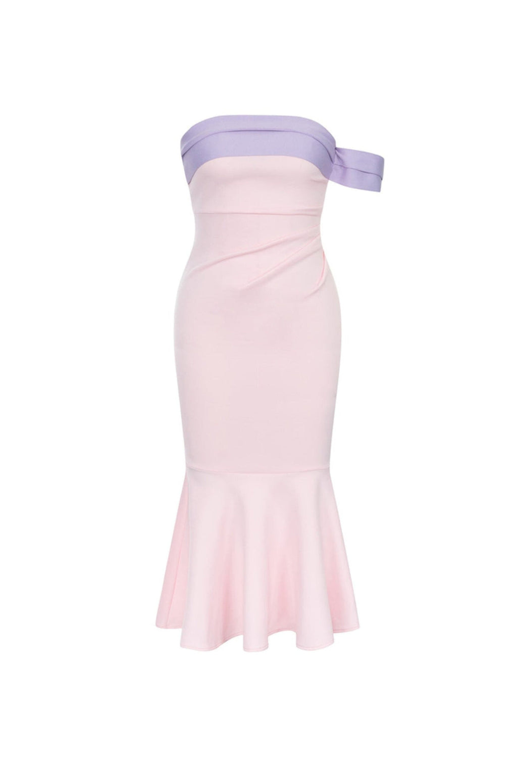 RUFFLE BODYCON MIDI DRESS IN PINK