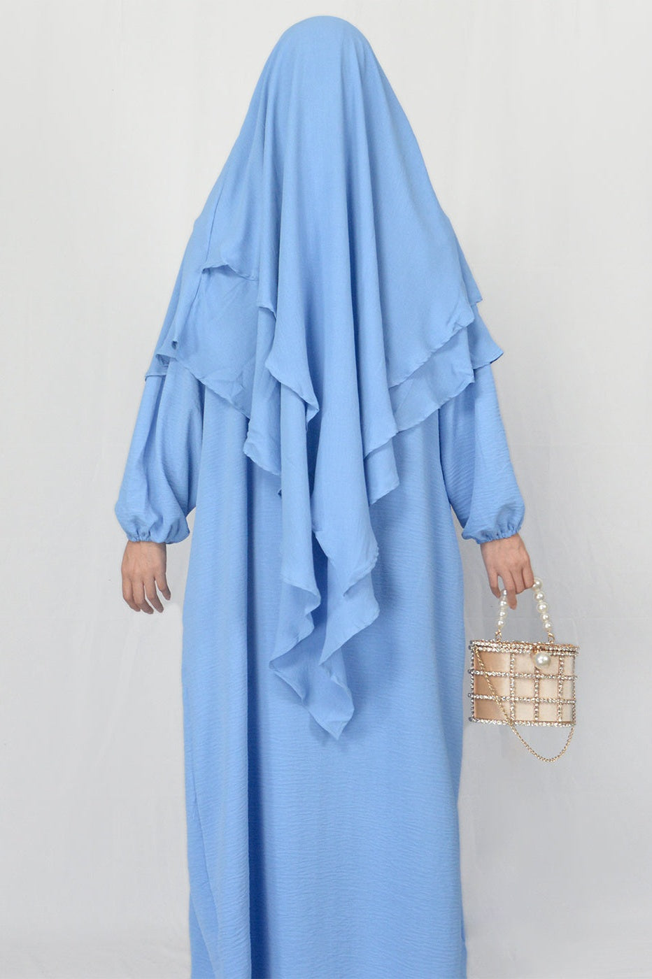 Crepe Abaya with Pockets + Layered Khimar Set