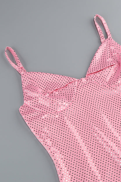 Sequin strappy maxi dress in pink