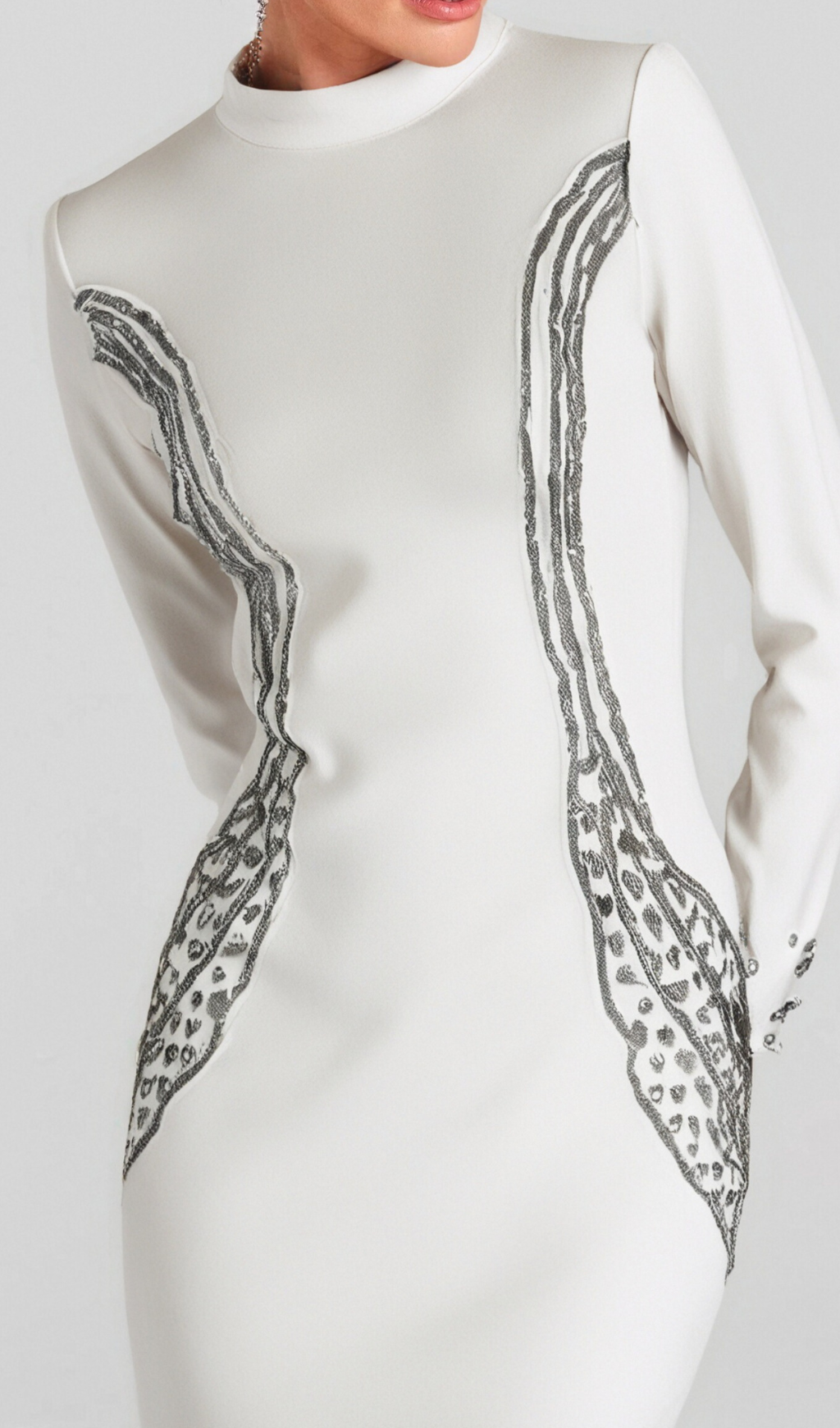 Ashley crystal embellished bodycon maxi dress in white