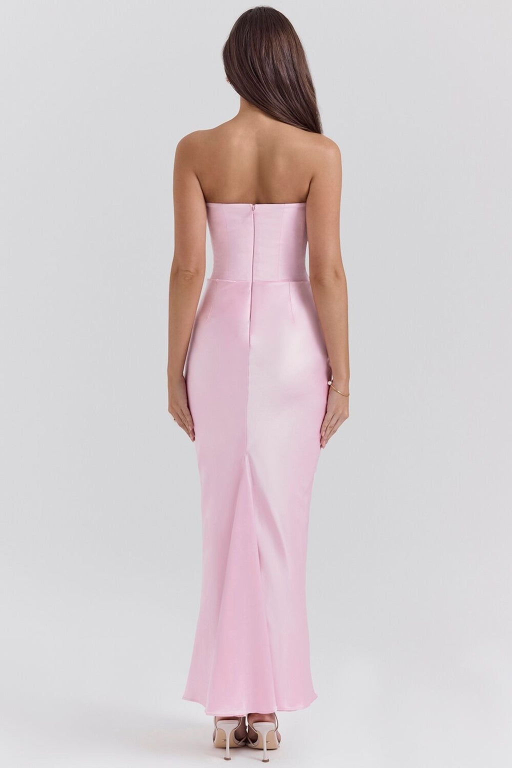 Strapless corset maxi dress in pink