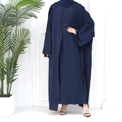 3pcs Set Cardigan+without Sleeves Inner Dress+Hijab
