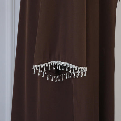 1pcs Solid Color Beaded Cardigan Robe