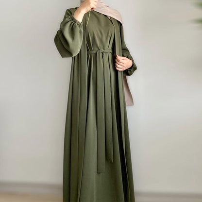 3pcs Cardigan+without  Sleeves Inner Dress+Hijab