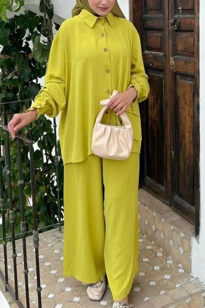 2pcs Set Loose Long Sleeved Shirt and Pants