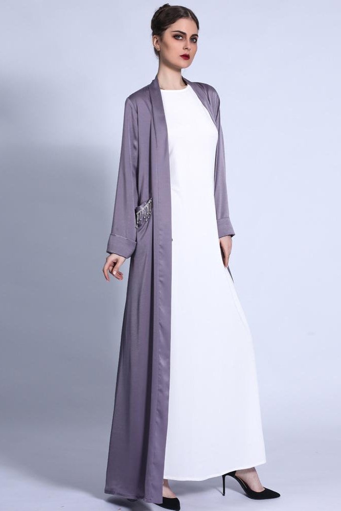 Solid Color Wide Cuff Cardigan Lace-up Dress