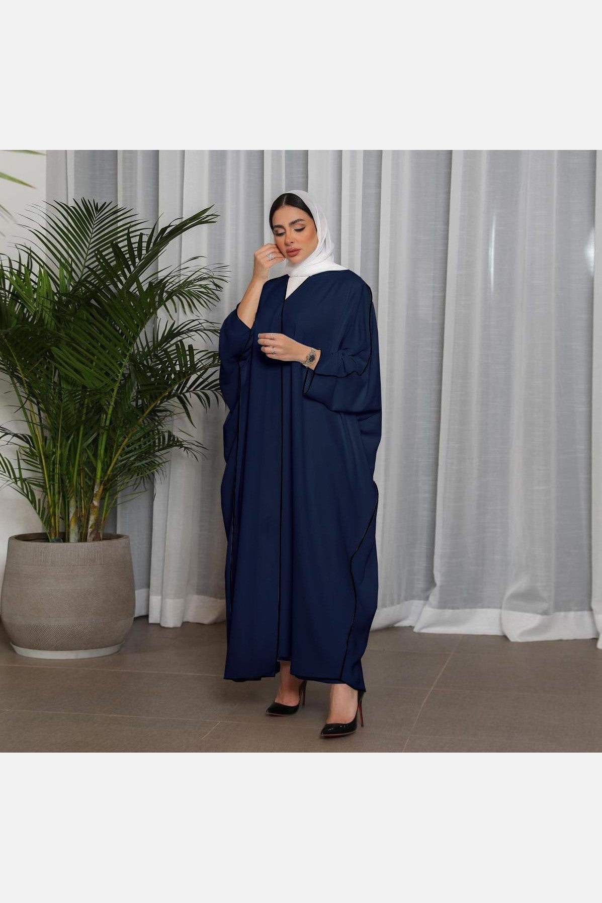 White Panelled Abaya Robe