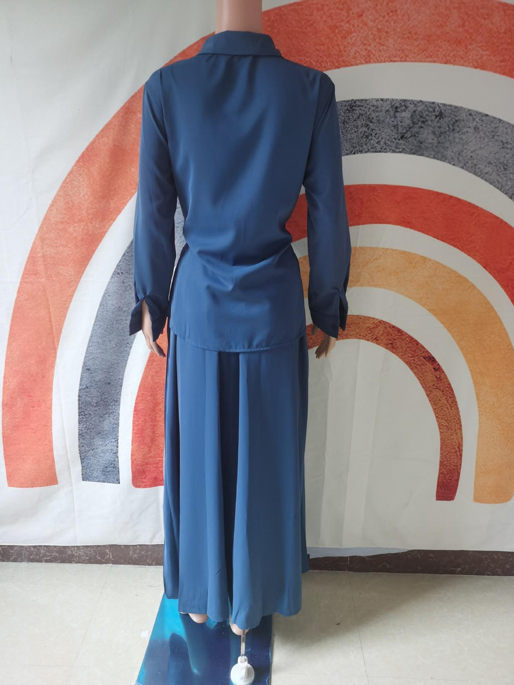 2pcs Set Long Sleeved Lace Up Shirt with Dress