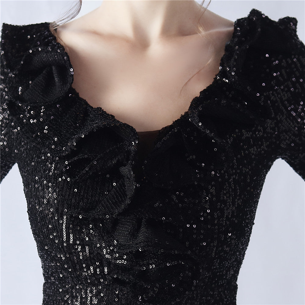 Ostrich Wave Beaded Formal Dress