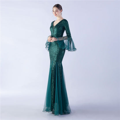 Trimmed Mesh Formal Gown