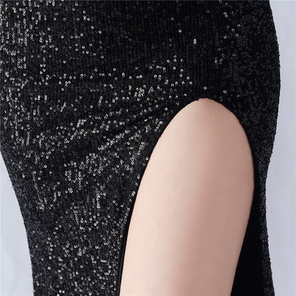 Ostrich Wave Beaded Formal Dress