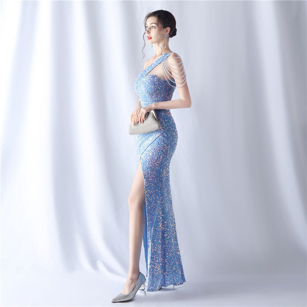 Abito formale con perline e retro in velluto 