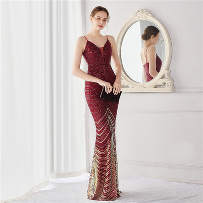Wave Gradient Beaded Formal Dress