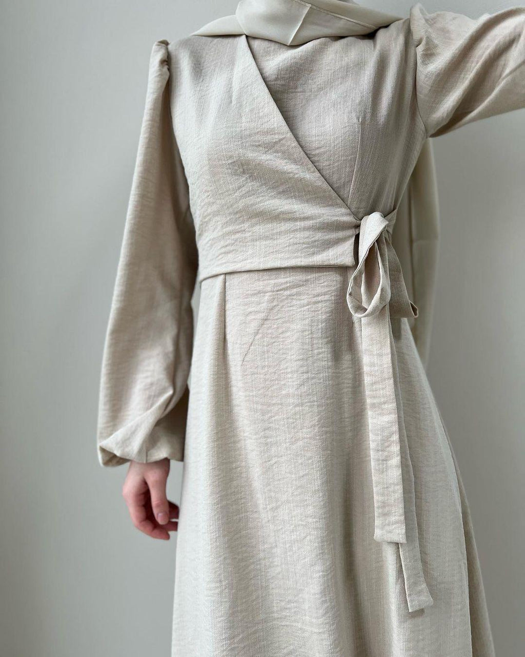 Temperament Long Sleeve Fake Two-piece Lace-up Dress Long Skirt